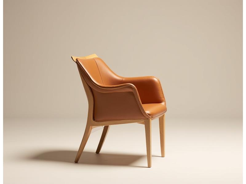 Vue latérale de la chaise designer en bois et cuir
