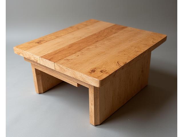 Table basse en érable ondé avec incrustations de laiton